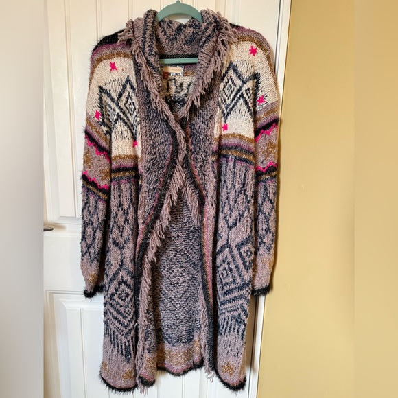 Anthropologie Pilcro Evil Eye Fringed Duster Cardigan - Picture 2 of 2